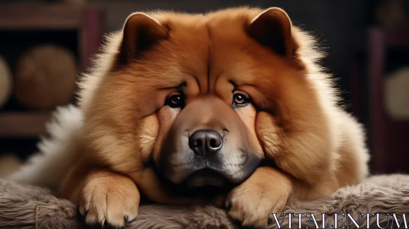 Contemplative Chow Chow Dog in Aurorapunk Style AI Image