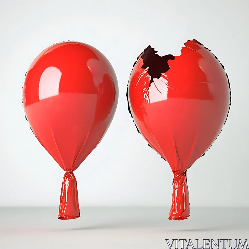 AI ART Two Red Balloons Conceptual Still Life