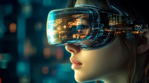 VR Headset User in Digital Landscape