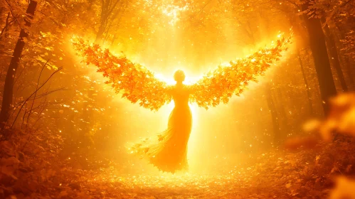 Ethereal Angel with Leaf Wings