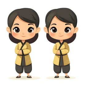 Cute Chibi Characters in Yellow and Black