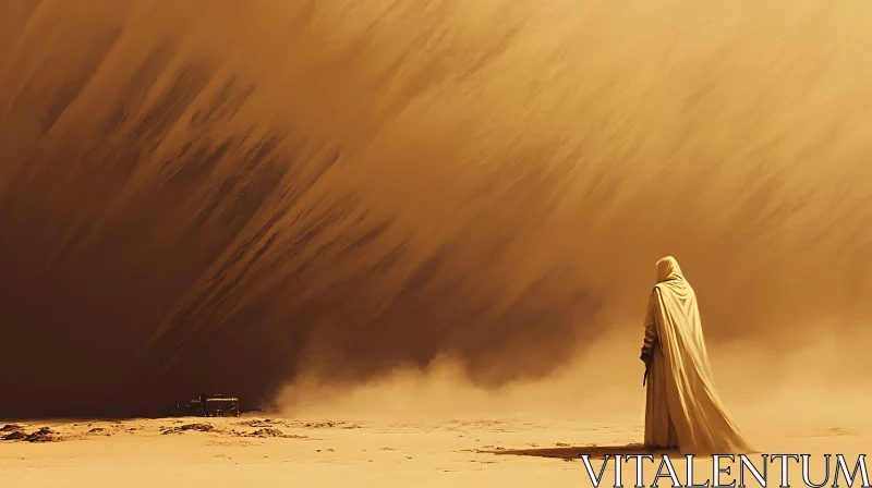 Desert Walker in Sandstorm AI Image