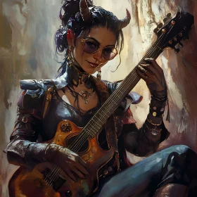 Horned Guitarist: A Devilish Performance