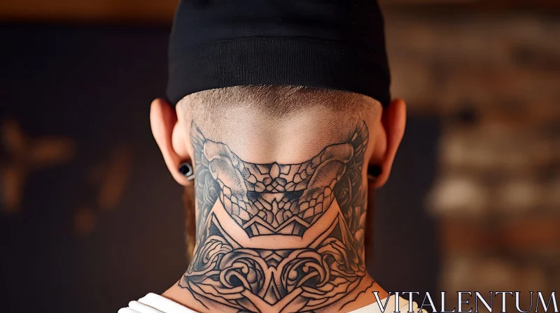 Geometric Neck Tattoo with Abstract Shapes AI Image