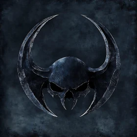 Crescent Horned Skull Gothic Symbol