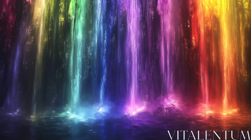 Colorful Cascade: Rainbow Waterfalls Art AI Image