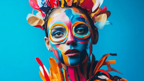 Abstract Face Painting with Headwear