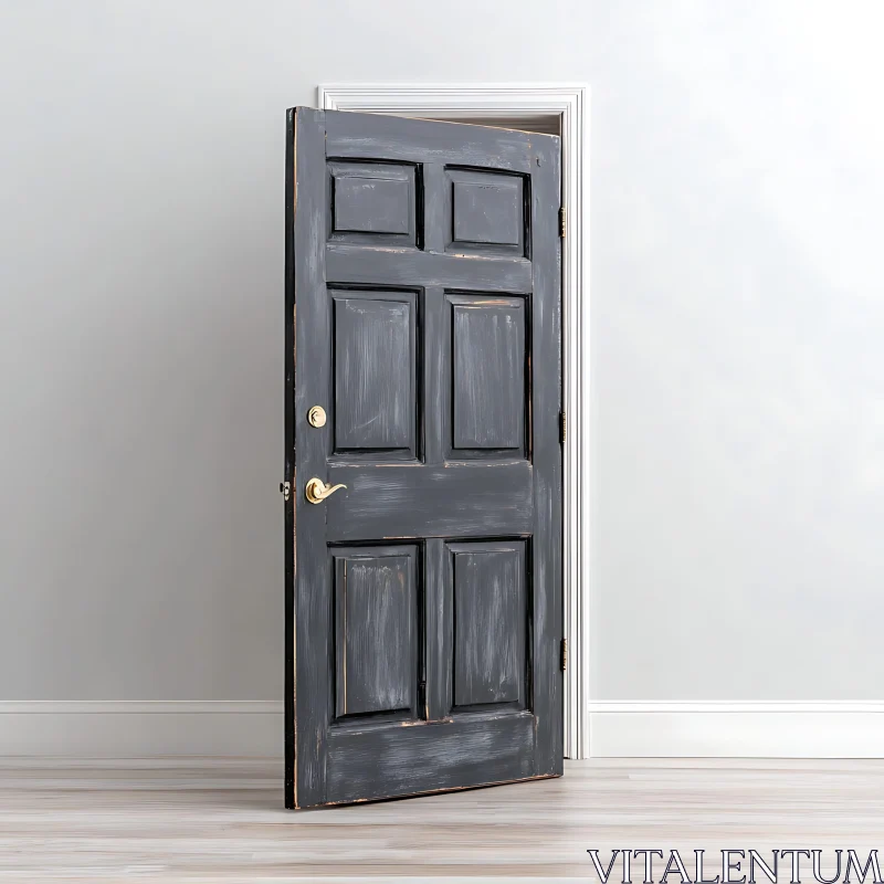 AI ART Open Doorway: Vintage Style and Golden Handle