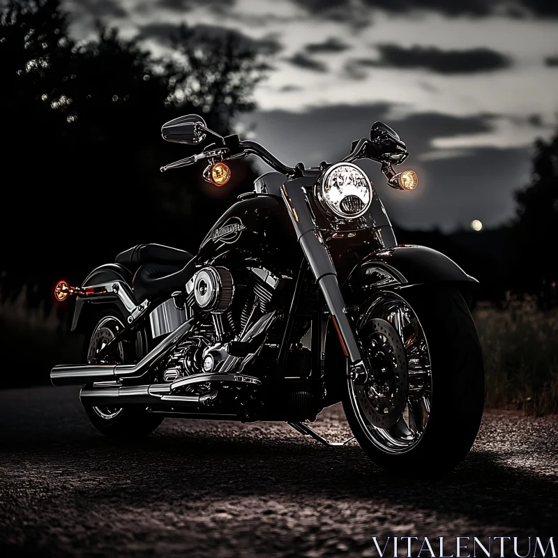 Motorcycle at Twilight AI Image