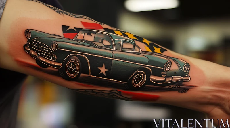 Classic Vehicle Tattoo Art AI Image