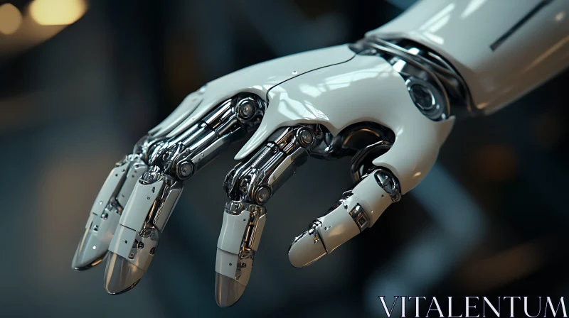 Close-Up View of a Cybernetic Robotic Hand AI Image