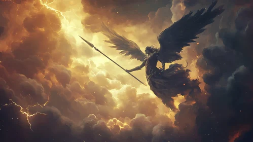 Winged Guardian in Stormy Skies
