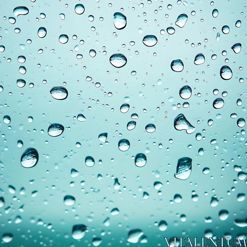 Detailed Water Droplets Macro on Glass AI Image