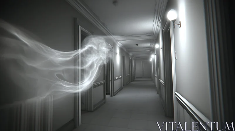 AI ART Ghostly Figure in a Long Hallway