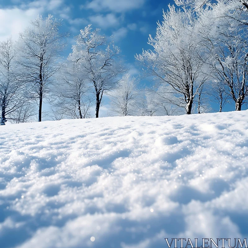 AI ART Snowy Trees and Winter Sky