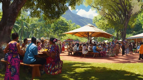 Community Feast in Lush Paradise