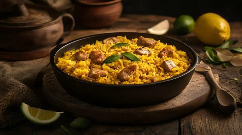 Savory Pork and Yellow Rice Dish