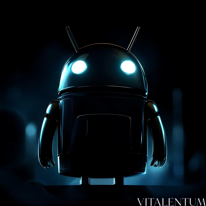 Futuristic Android Robot in the Dark AI Image