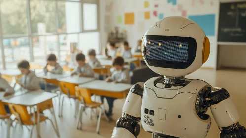 AI Robot Teaching Kids in School