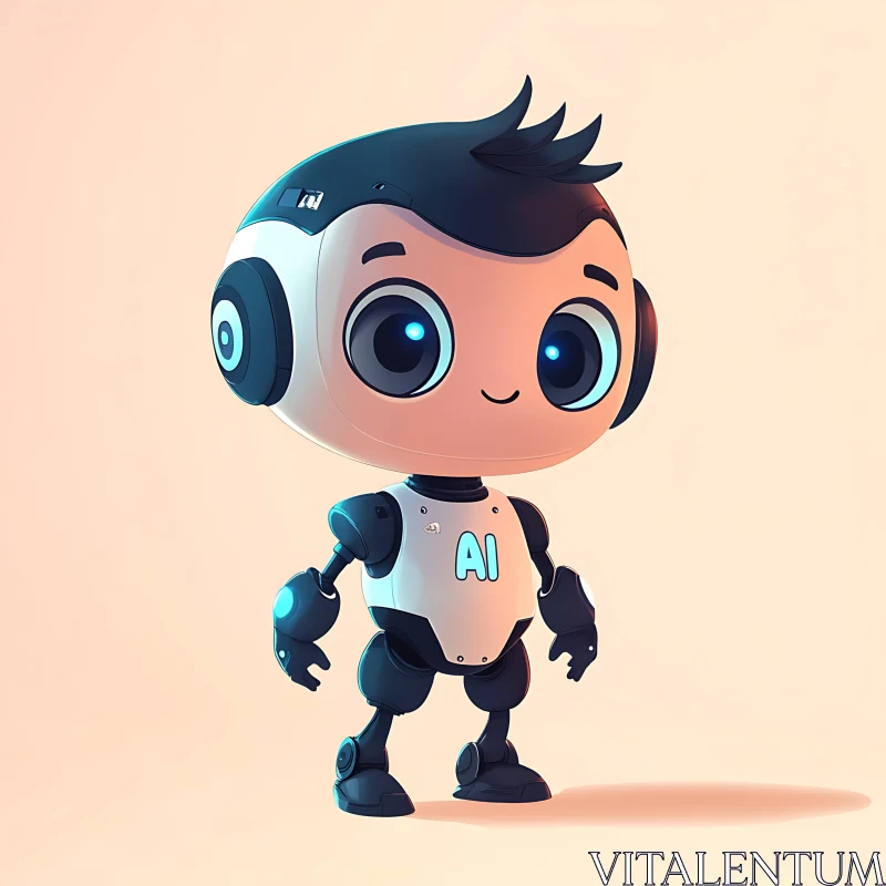 AI ART Friendly AI Robot Cartoon Illustration