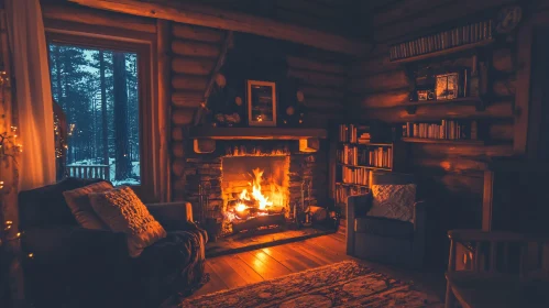 Warm Interior with Fireplace