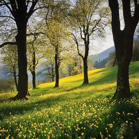 Sunlit Meadow with Yellow Blooms