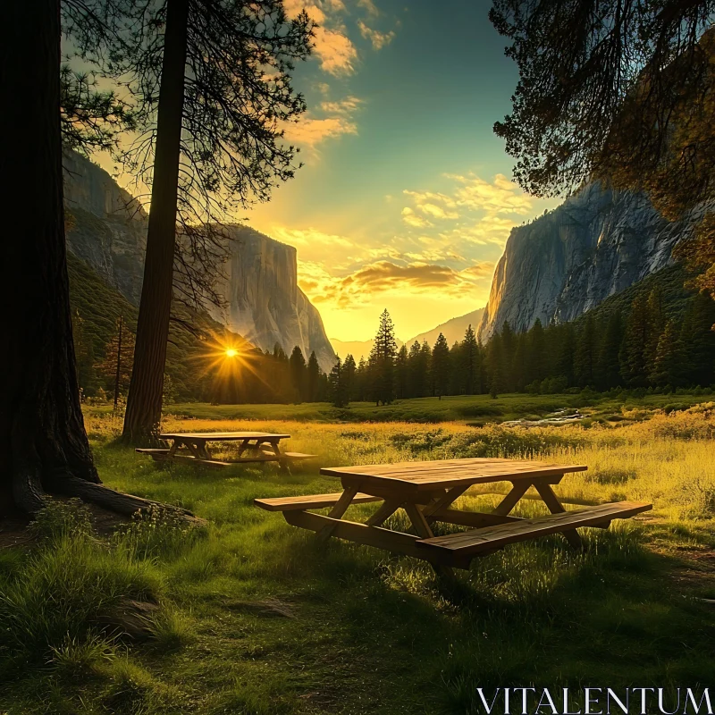 Golden Valley Picnic at Sunset AI Image