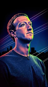 Neon Art of Mark Zuckerberg