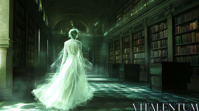 AI ART Ethereal Woman in Old Library