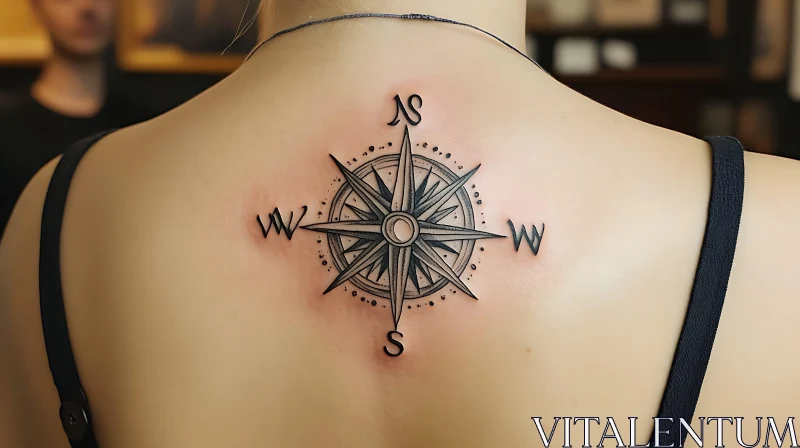 Detailed Compass Tattoo Design AI Image