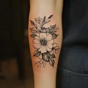 Detailed Botanical Tattoo on Arm