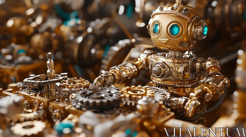 AI ART Mechanical Robot in Gold