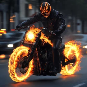 Blazing Rider on Flaming Bike