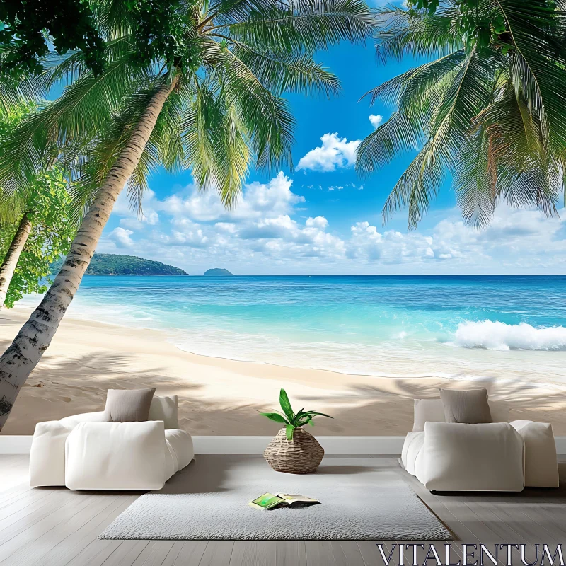 AI ART Tropical Beach Paradise Wallpaper