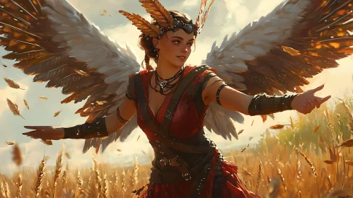 Winged Woman in Field of Dreams