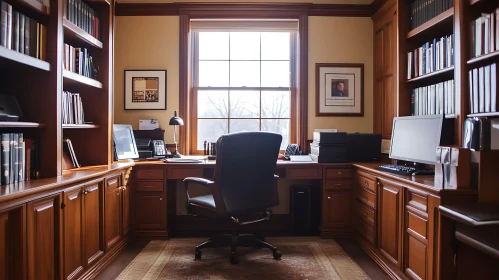 Classic Office with Wood Furnishings