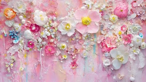 Pastel Flower Art with Rich Textures