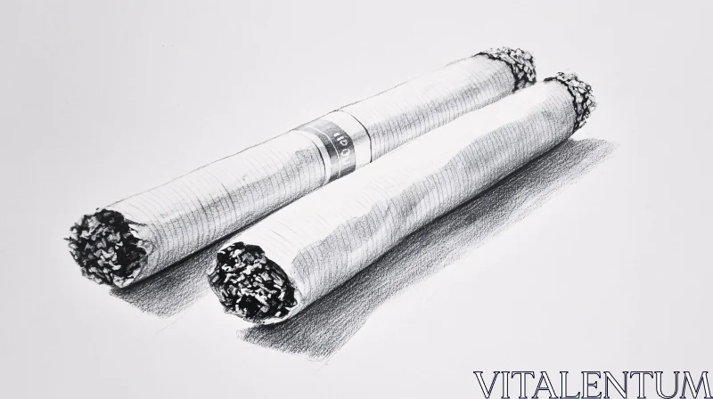 AI ART Pencil Drawing of Two Cigars