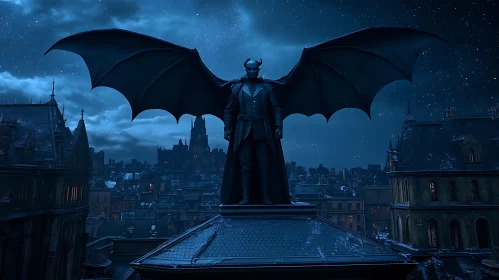 City Guardian: Winged Demon Over Dark Metropolis