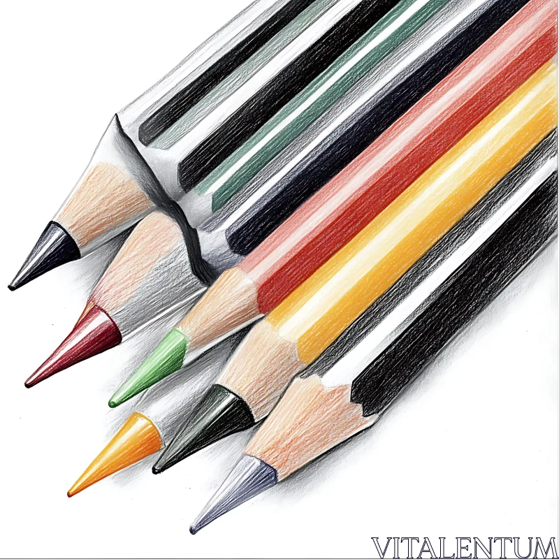 Sharpened Colored Pencils Row AI Image