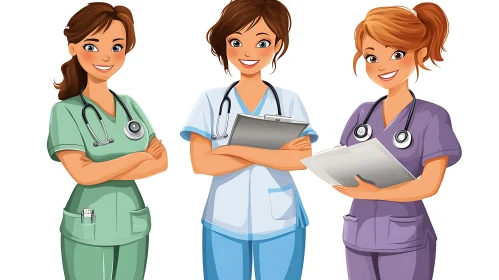 Three Smiling Nurses: A Healthcare Portrait