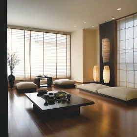 Minimalist Room with Tea Ceremony Setup
