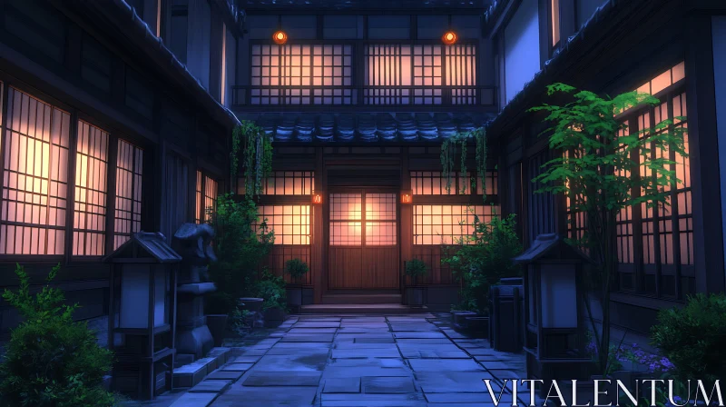 AI ART Night Scene of Traditional Japanese Architecture