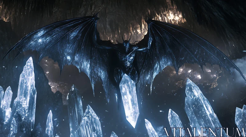 AI ART Winged Creature in Crystal Cave