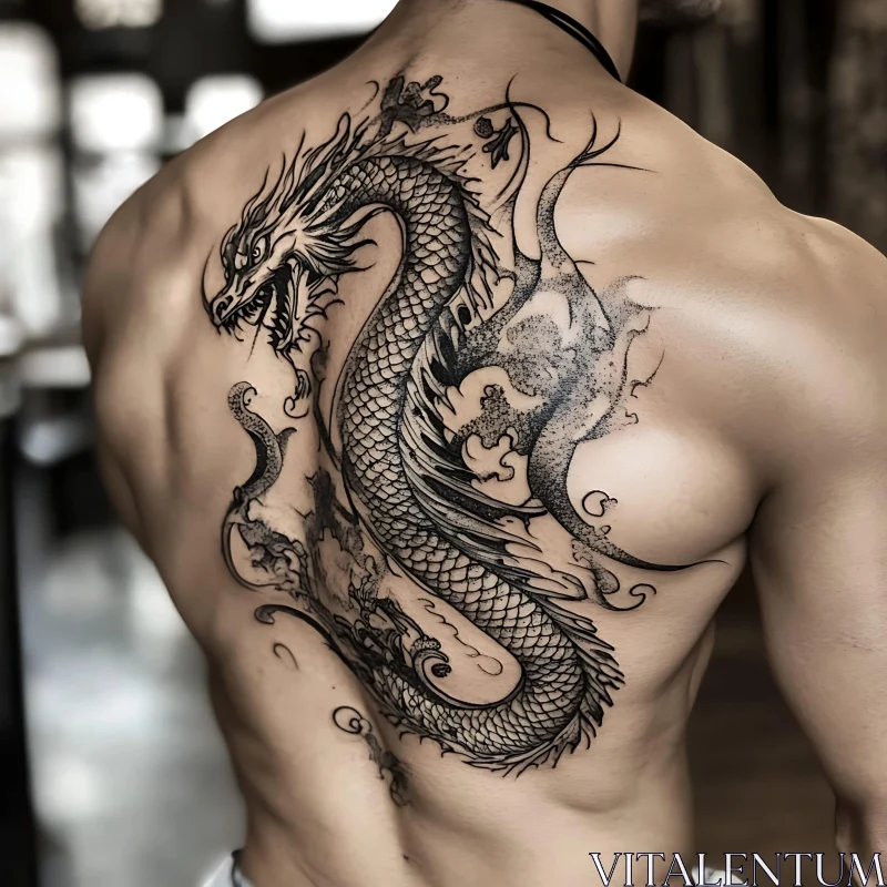 Fierce Dragon Tattoo Covering Entire Back AI Image