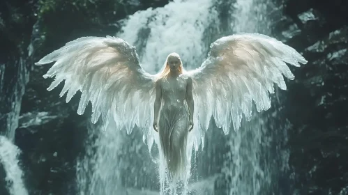 Waterfall Angel with Wings