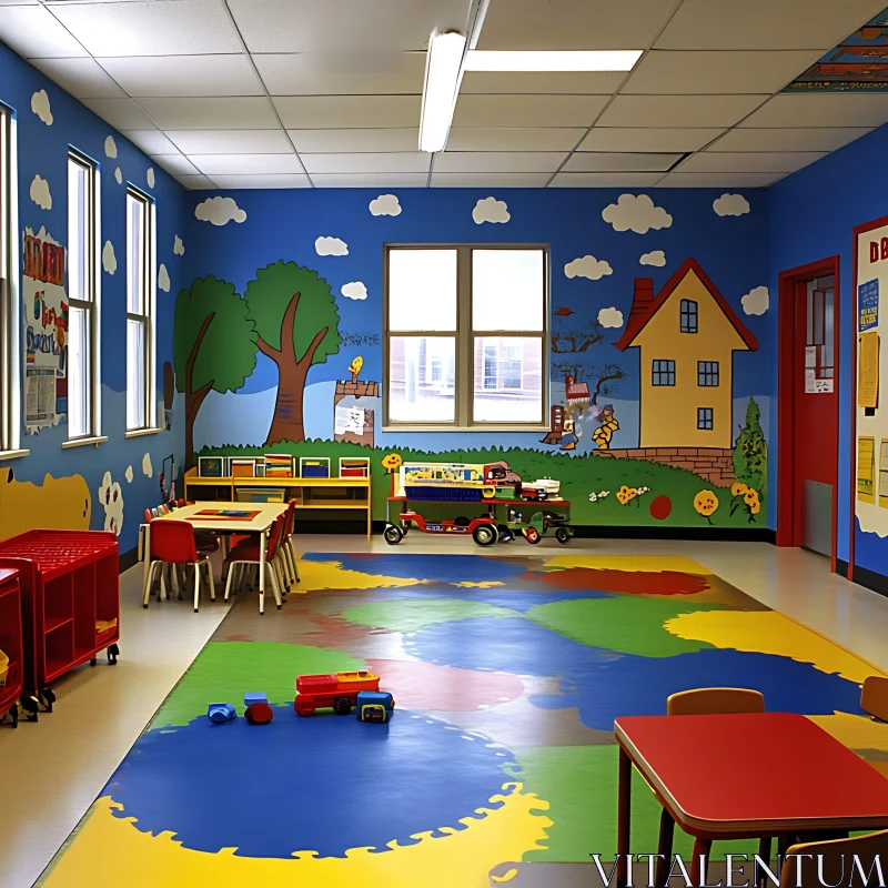 AI ART Brightly Decorated Classroom for Children