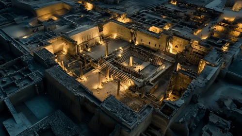 Illuminated Ancient City Ruins