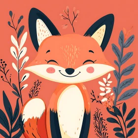 Smiling Fox in a Botanical Setting