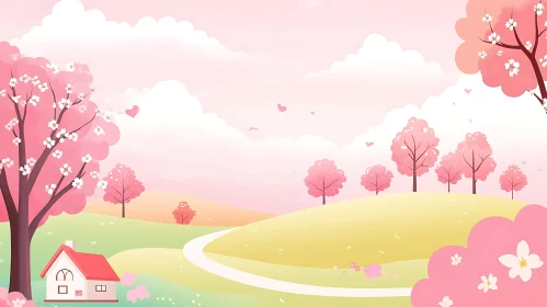 Springtime Serenity: A Pink Landscape Dream